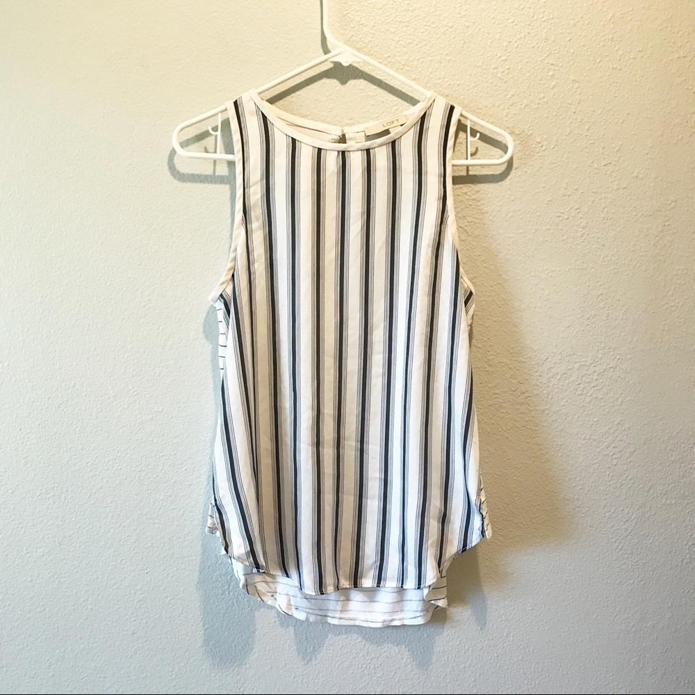 LOFT Petite Pin Striped Business Tank Top